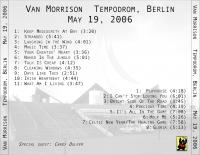 VAN MORRISON 2006-05-19 Berlin, Germany - Tempodro